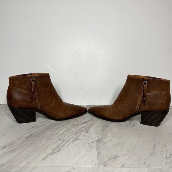 Franco Sarto Spur Brown Leather Bootie 9M - Picture 5 of 15